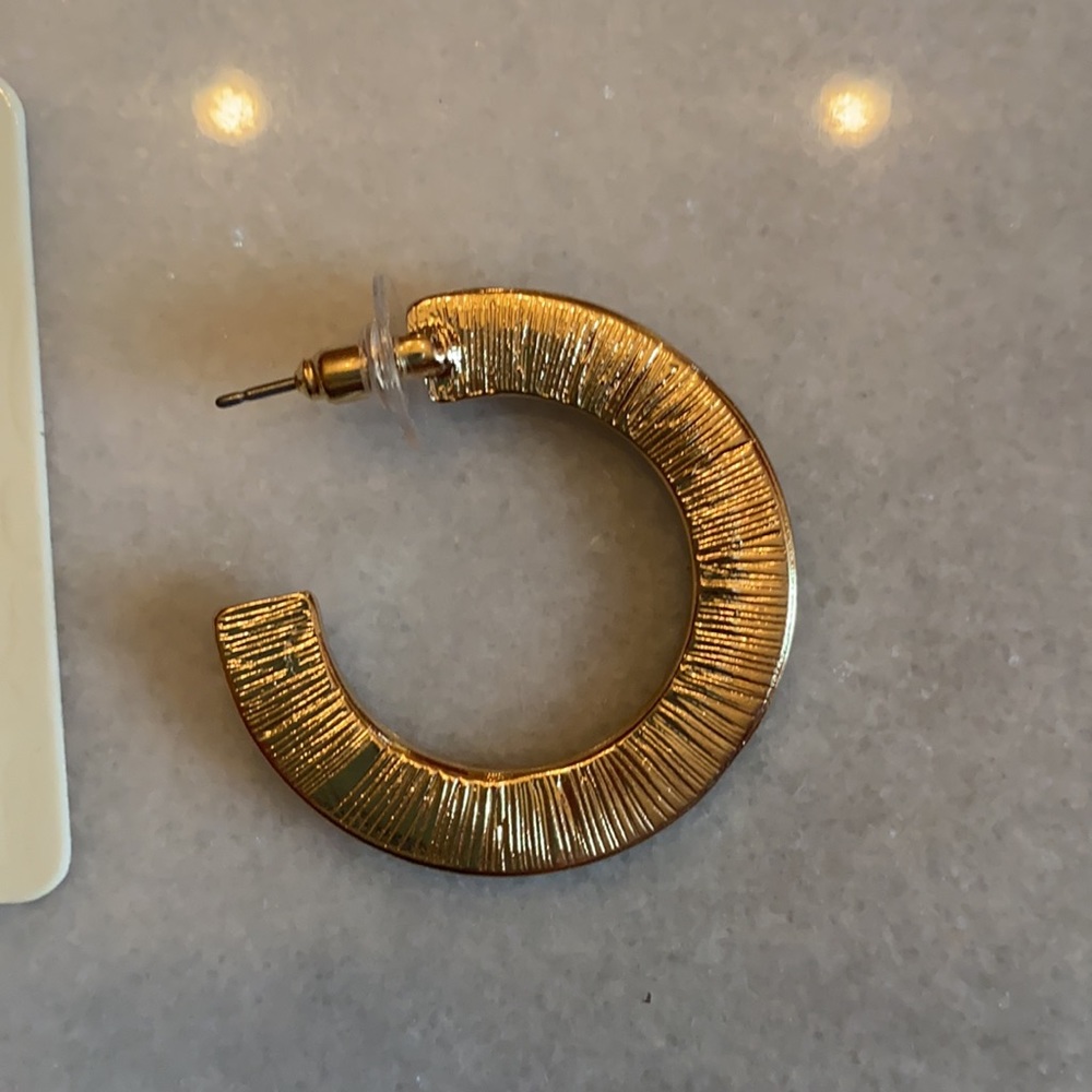 Leopard Inlay Hoop Earrings - Picture 2 of 4